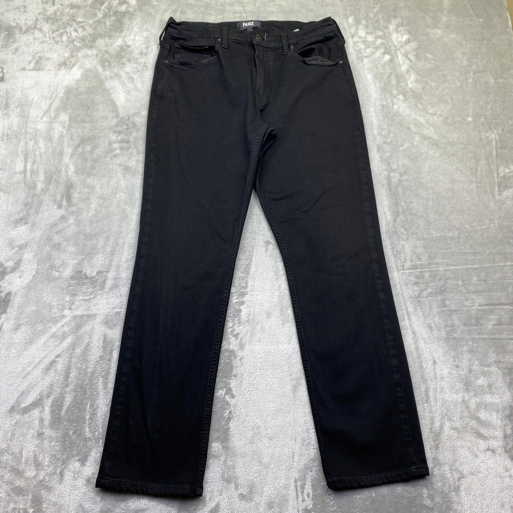 PAIGE Federal Men's Black Straight Leg Denim Jeans Sz 33 Fits 29" Grunge Western